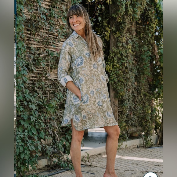 Ripskirt Hawaii Cotton Short Travel Dress La Boheme Olive Small - Picture 8 of 9